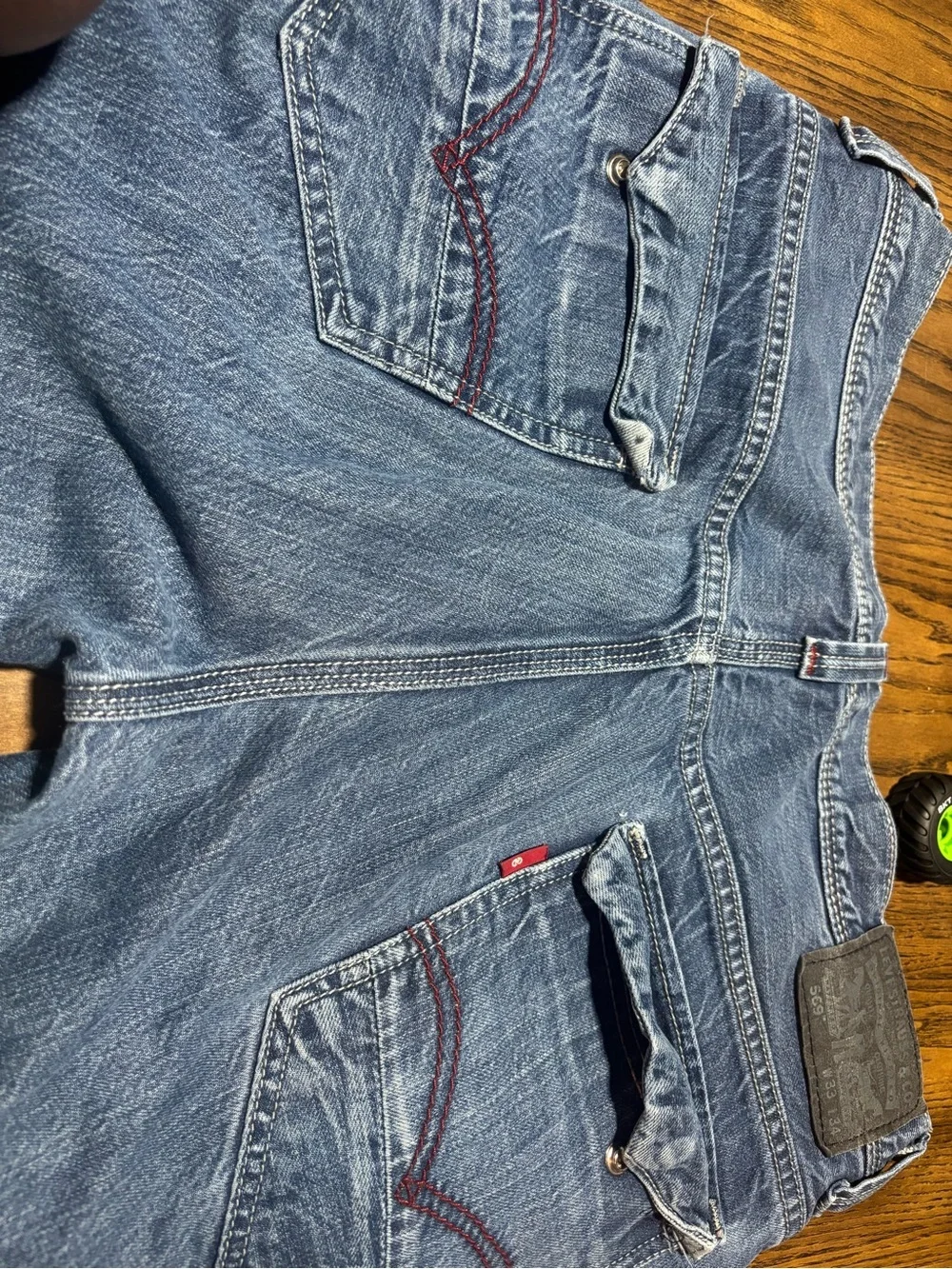 Levi's Men's Blue Denim Jeans with Red Stitch Accents